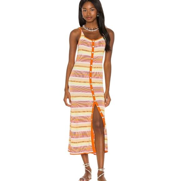 Solid & Striped The Kimberly Dress Orange/Yellow Striped Knit Dress size Small - Picture 1 of 7